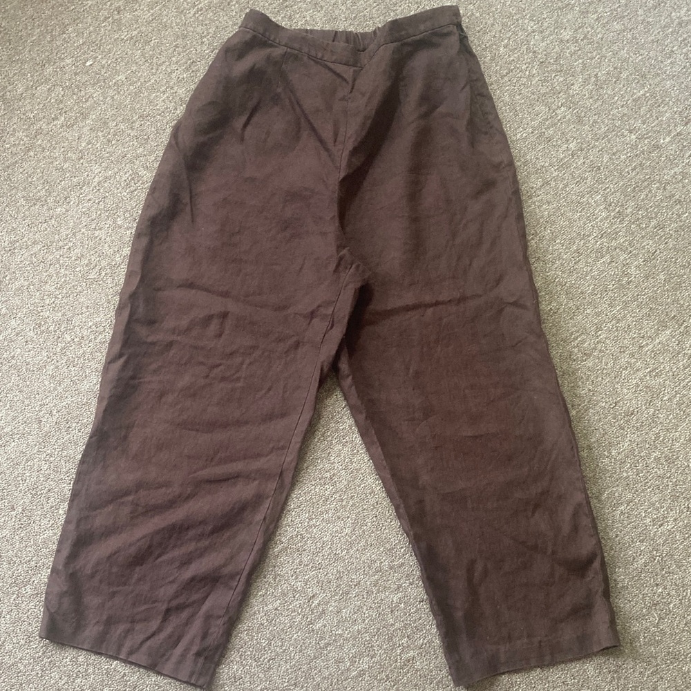 Jones & Co Brown Women's Linen Brown Pants